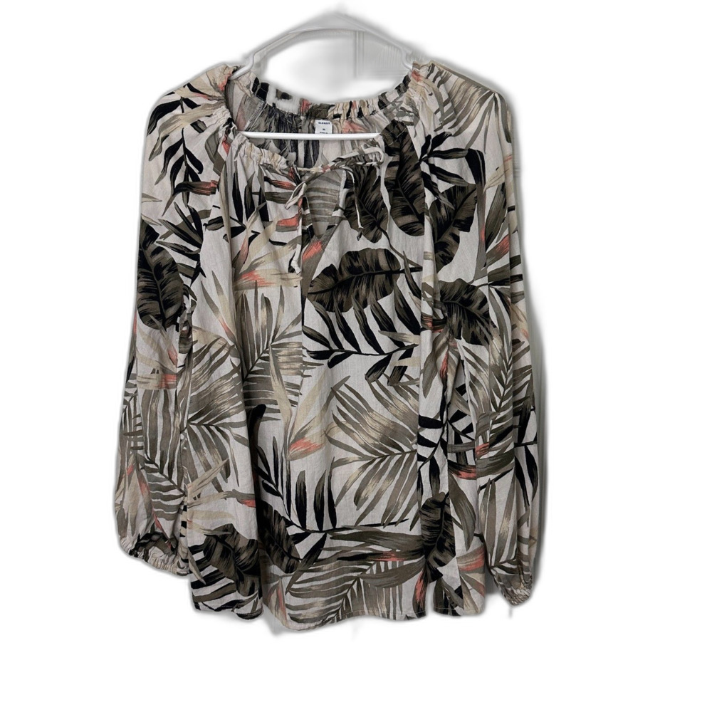 Old Navy Tropical Print Blouse - Black, Green, Pink